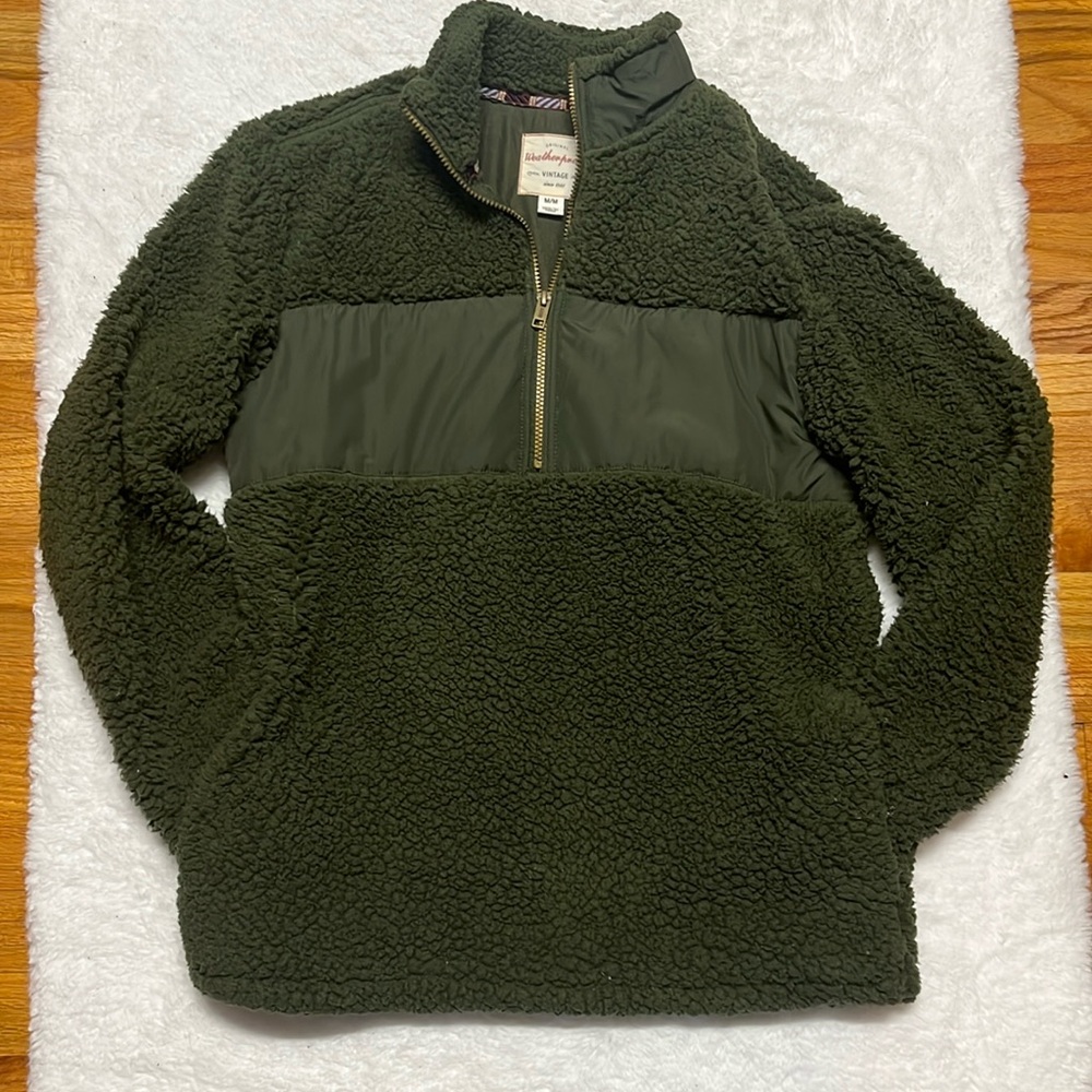 Original weatherproof olive green fleece lined sherpa pullover